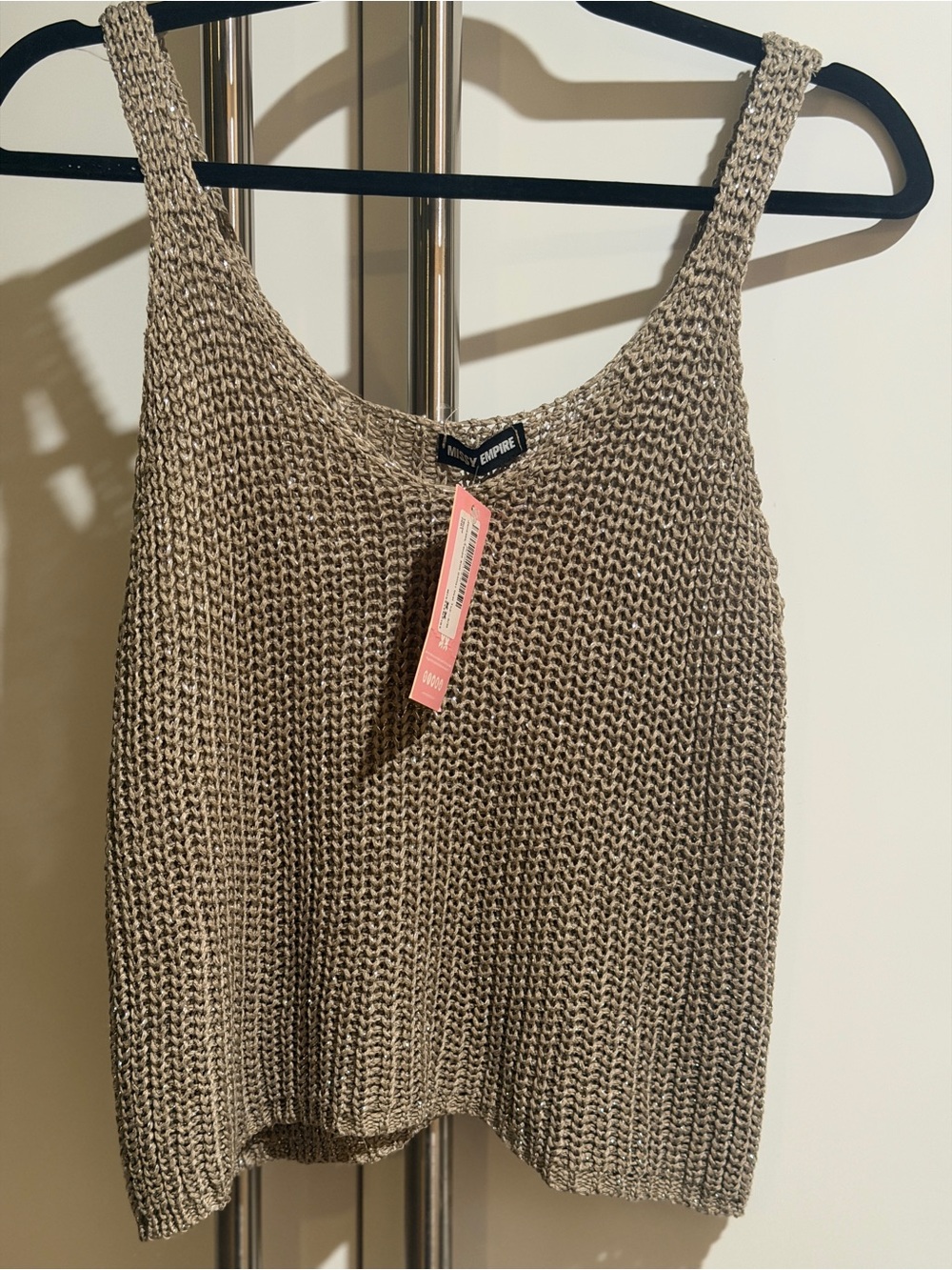 Missy Empire Taupe Knit Tank Top w/ subtle shimmer
